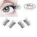 Piccul Magnetic False Eyelashes, 3D Black Dual Magnetic, Ultra Thick Ultra Solf And Long for Entire Eyes, Glamorous, Natural Look, Handmade Reusable Eyelashes (Black) 1 Pair/4Pcs