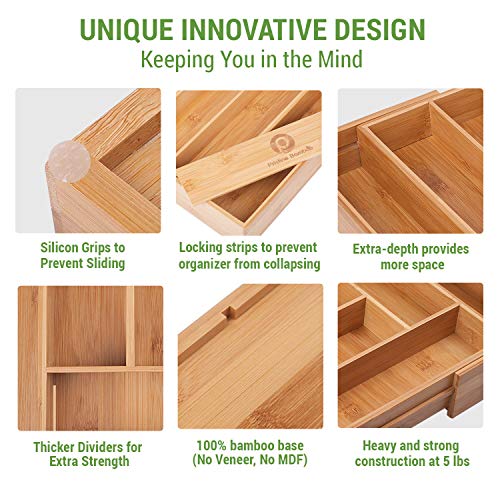1 Silverware+Organizer+Expandable+Bamboo+Adjustable