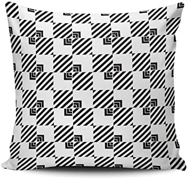 SALLEING Custom Fashion Home Decor Pillowcase Geometric Black and White Square Throw Pillow Cover Cushion Case 20x20 Inches Double Sided Print