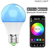 MagicLight Bluetooth Smart Light Bulb - Dimmable Multicolored Disco Light - Wake Up LED Lights & Sleeping Night Light – Smartphone Controlled Xmas Seasonal Celebration Lighting