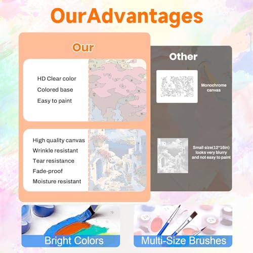 Landscape Paint by Numbers Kit for Adults,Scenery Paint by Number on Canvas,Paint by Number Perfect for Gift Home Wall Decor(16x20inch)