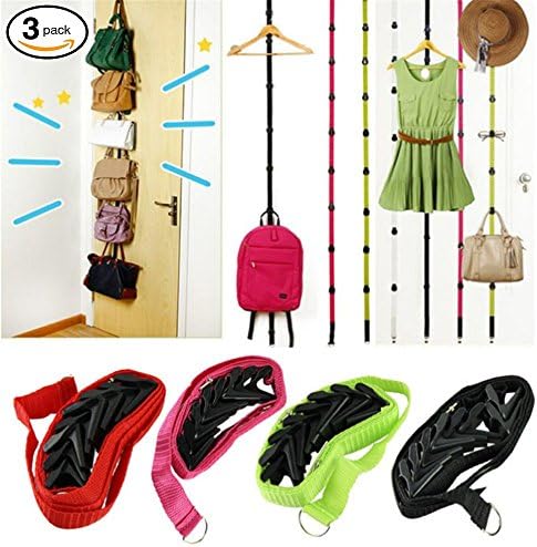 Hat and Bag Racks Organizer For Baseball Caps - Over Door Closet Organizer For Men, Boy or Women Hat Collections - Holds up to 27 Caps for Baseball Hats (Pack 3) - Black, Green and Red