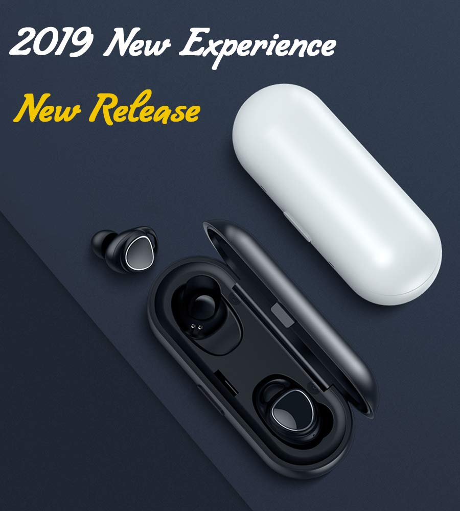 TWS Wireless-Earbuds Bluetooth 5.0 Headphones with Charging-Case, True Stereo Waterproof Noise-Cancelling, 6H Playback Time / 40H Cycle Playing Time, in-Ear Wireless Bluetooth Earbuds with Microphone