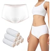 Incontinence Underwear for Women 6 PCS Women’s Incontinence Briefs Washable Womens Incontinence Underwear Leak Proof Underwear for Women Bladder Control Briefs (White, Large)