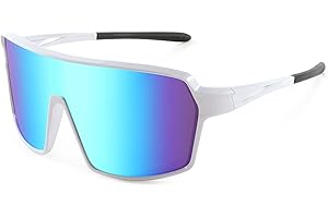 WANWAN Men Sunglasses, Large 80s Shield Sport Cycling Sun Glasses for Women, Baseball Running Fishing Golf Shades