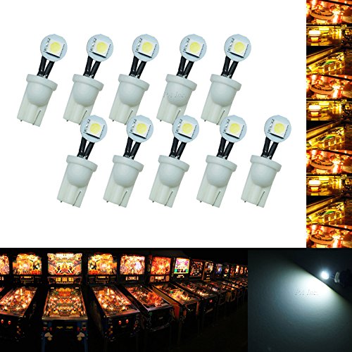 PA 10PCS #555 T10 1SMD LED Wedge Pinball Machine Light Side View Bulb White-6.3V