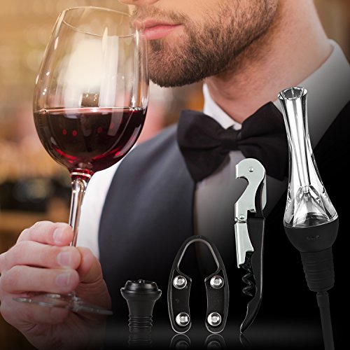 All in One Wine Accessories Sets Wine Saver Wine Aerator Pourer 1 Waiter Corkscrew Wine Opener 8 Vacuum Stoppers 1 Wine Bottle Foil Cutter - Thumbnail 5