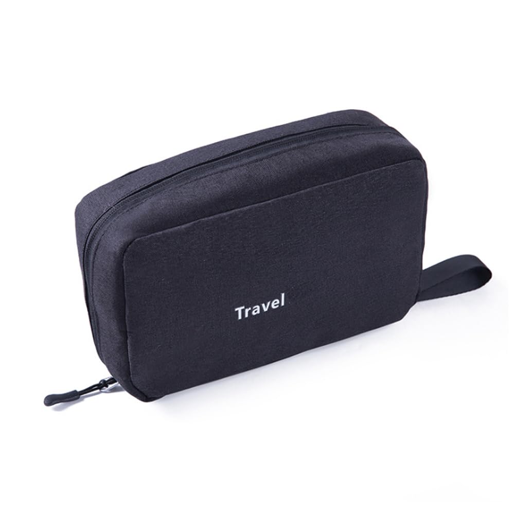 LKMY Nylon Portable Multi - Functional Travel Storage Bag Cosmetic Bag for Holding Large Capacity Hanging Travel Toiletries Portable Waterproof Makeup Shower Bag Unisex (Black)