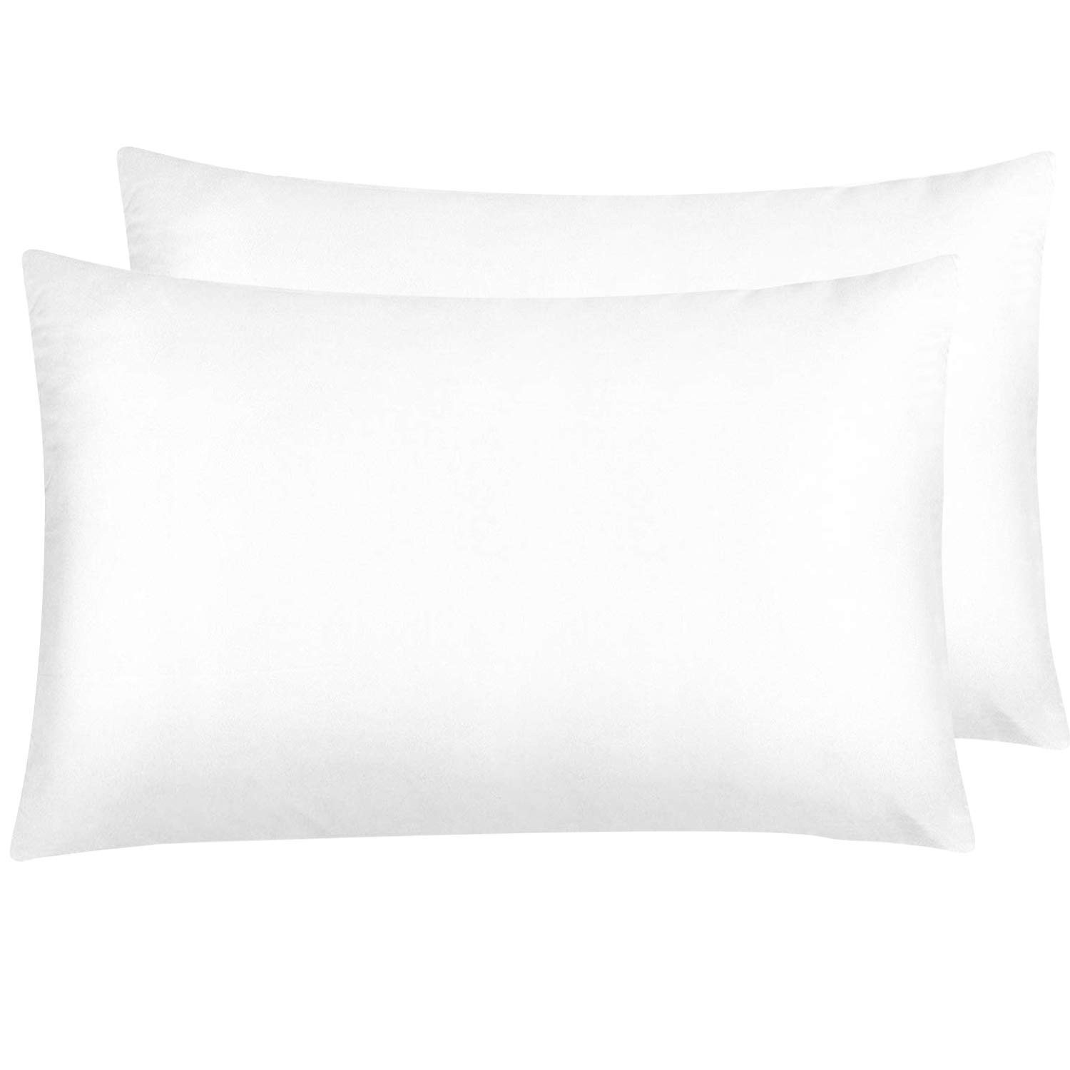 NTBAY 2 Pack Zippered Satin Pillow Cases for Hair and Skin, Luxury Standard Hidden Zipper Pillowcases Set of 2, 50x75 cm, White