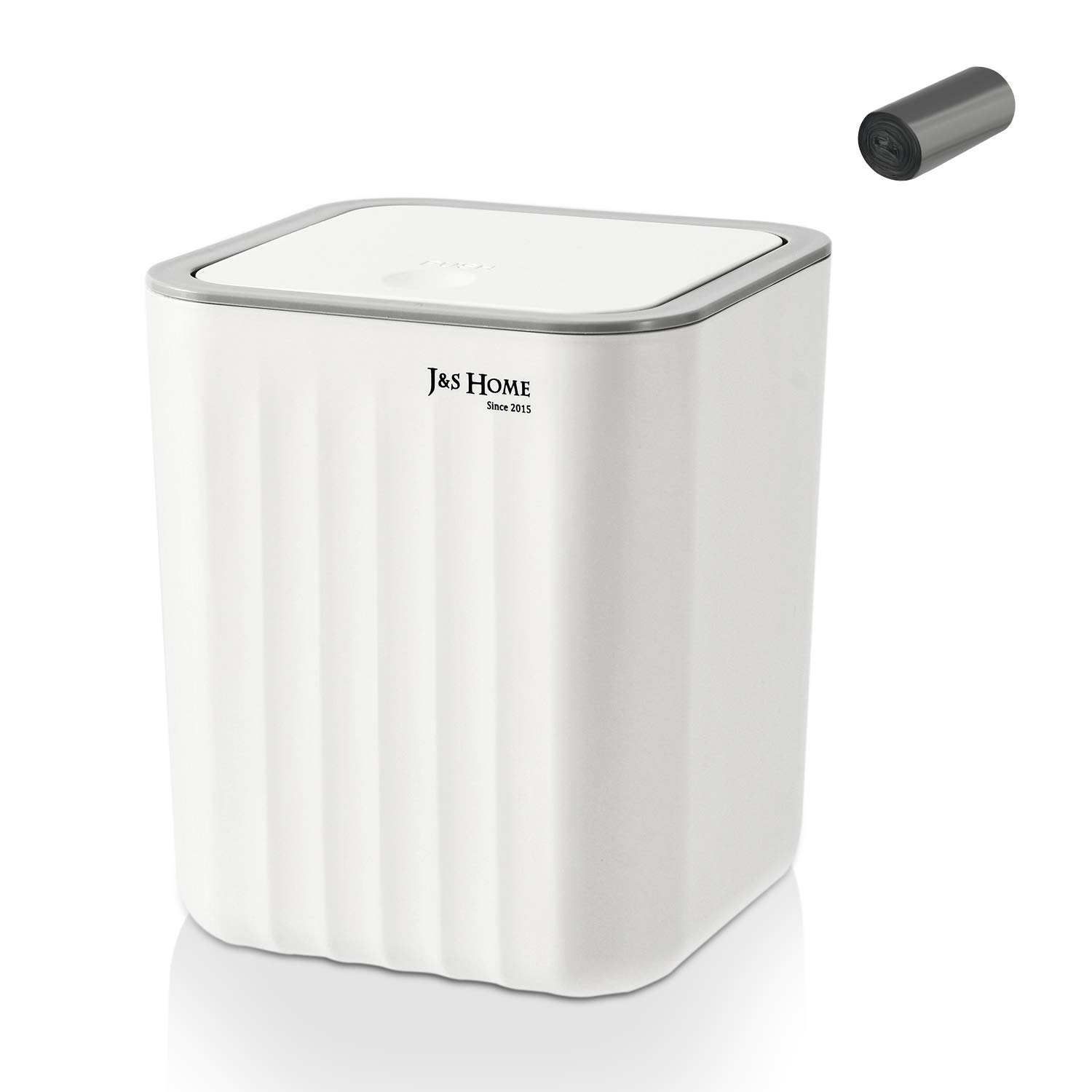 0.6 Gal Mini Desktop Trash Can with Lid, Small Square Countertop Garbage Bin, Plastic Tiny Tabletop Wastebasket for Office/Kitchen/Coffee Table, White: Industrial & Scientific