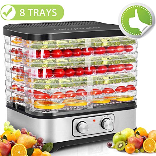 Hauture Food Dehydrator Machine, 8 Trays Food Dehydrator, Temperature Control for Beef Jerky Preserving Wild Food and Fruit Vegetable Dryer in Home Kitchen, BPA Free/400 Watt