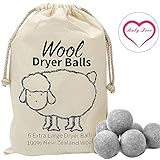 Organic Wool Dryer Balls - 100% Pure New Zealand Wool - Handmade Felted - Natural Fabric Softener - Best Eco-friendly Reusable Alternative To Dryer Sheets - Great For Cloth Diapers - 6 Pack XL (Grey)