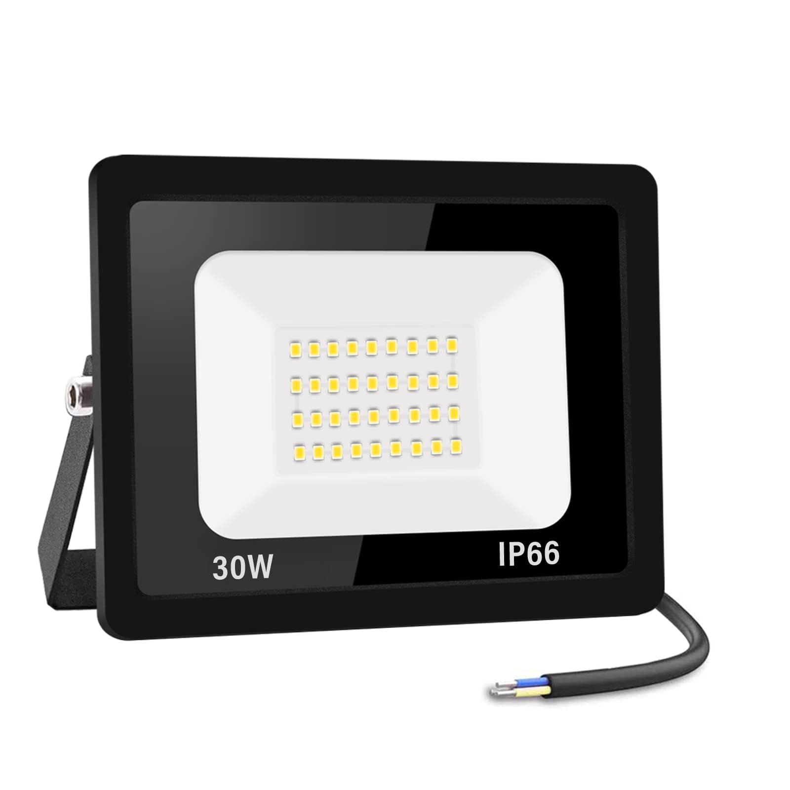 Jefedana 30 W LED Outdoor Spotlight 3000LM IP66 Waterproof Outdoor Super Bright Outdoor Lighting Cool White (6000 K) Security LED Spotlight for Stadiums, Factories, Parking, Garage, Garden