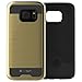 Slimtech TPU Slim Dual Layer Metallic Brush Back Plate Cushioned Case for Samsung Galaxy S7 Edge - Gold