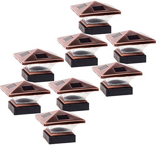 8 Pack GreenLighting Siena Solar Deck Patio Post Cap Light for 4×4 Wood Posts (Bronze)