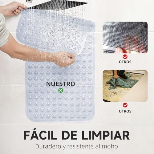 LSXD Alfombrilla para Bañera 88*40cm, Tapete para Regadera Antideslizante | Absorbente，Alfombra de Baño Transparente, Lavable a Máquina, Accesorios para Baño de Tina para Niños y Adulto Mayor(blanco).