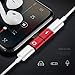 Baoneo for iPhone 7 Adapter, Car Accessories Headphone Jack Adapter for iPhone Charger Cable, Audio and Charge 4 in 1 Dongle for iPhone 8/ xr/xs max Accessories, Audio Adapter Earphone Connector, redthumb 1