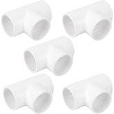 5Pack 1-1/4" PVC Tee 3 Way PVC Pipe Fittings Connector (Socket x Socket x S) Furniture Grade SCH40 1.25" PVC Tee Elbow Pipe Fitting Adapter for Water Supplies Build Furniture Shelf