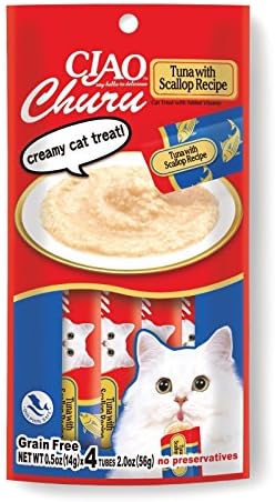 Ciao Churu Creamy Puree Cat Treat Tuna With Scallop Recipe Tubes .05oz 4ct