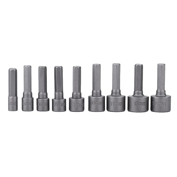 Zibuyu 9 Pcs/Set 5-13 mm Hex Socket Sleeve Nozzles Nut Driver Drill Bit Adapte