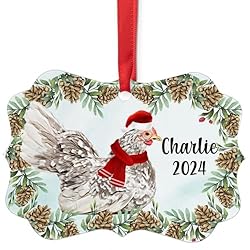 Gray Japanese Bantam Chicken Christmas Ornament