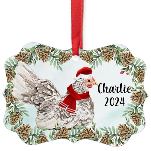 Gray Japanese Bantam Chicken Christmas Ornament