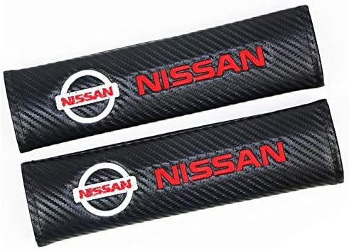 LEAD FOSTER Carbon Fiber Car Styling Car Seat Safety Belt Pads,Car Seat Belt Shoulder Strap Pads,Seat Belt Covers for Mazda Peguoet Hyundai Nissan kia Toyota Renault Mustang(for Nissan)