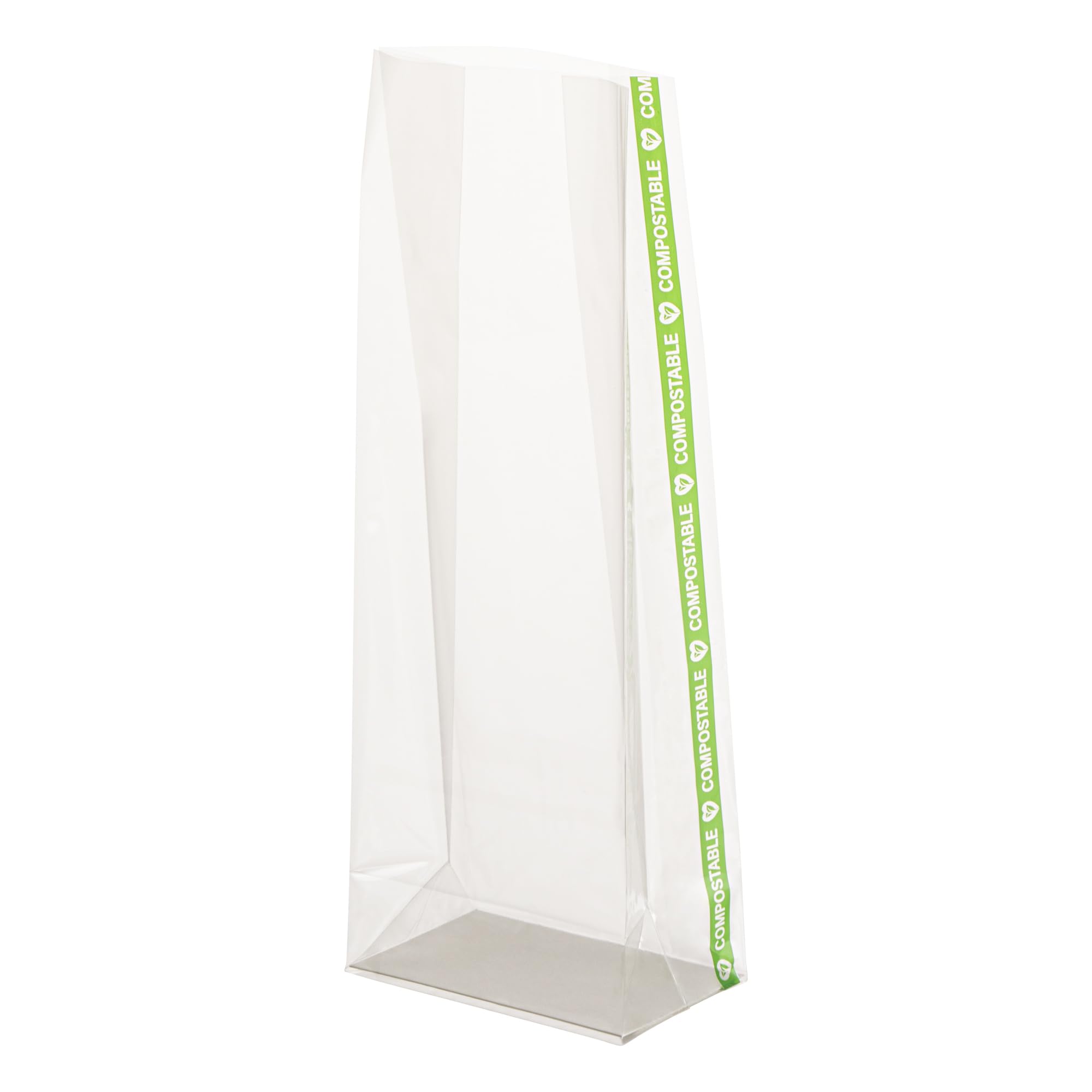 Resturantware Plastic Gusset Bags 100 Count 3" x 2" x 8" Wicker Dispensing Bottom Gusset Clear Plastic Bags Heat Sealable For Sourdough Bread Cookies Pastries Rolls For Home Bakers And Bakeries Image