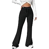 SHENHE Women's Flare Sweatpants Y2K Low Rise High Waisted Drawstring Fitted Workout Bootcut Sweatpants