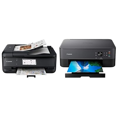 Canon PIXMA TR8620a - All-in-One Printer Home Office|Copier|Scanner|Fax|Auto Document Feeder | Photo & PIXMA TS6420a All-in-One Wireless Inkjet Printer [Print,Copy,Scan], Black, Compatible with Alexa