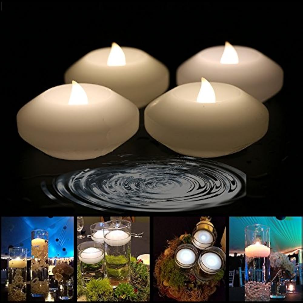 (Pack Of 4) Wax Flicker 3 Inch LED Water Floating Candle Warm White