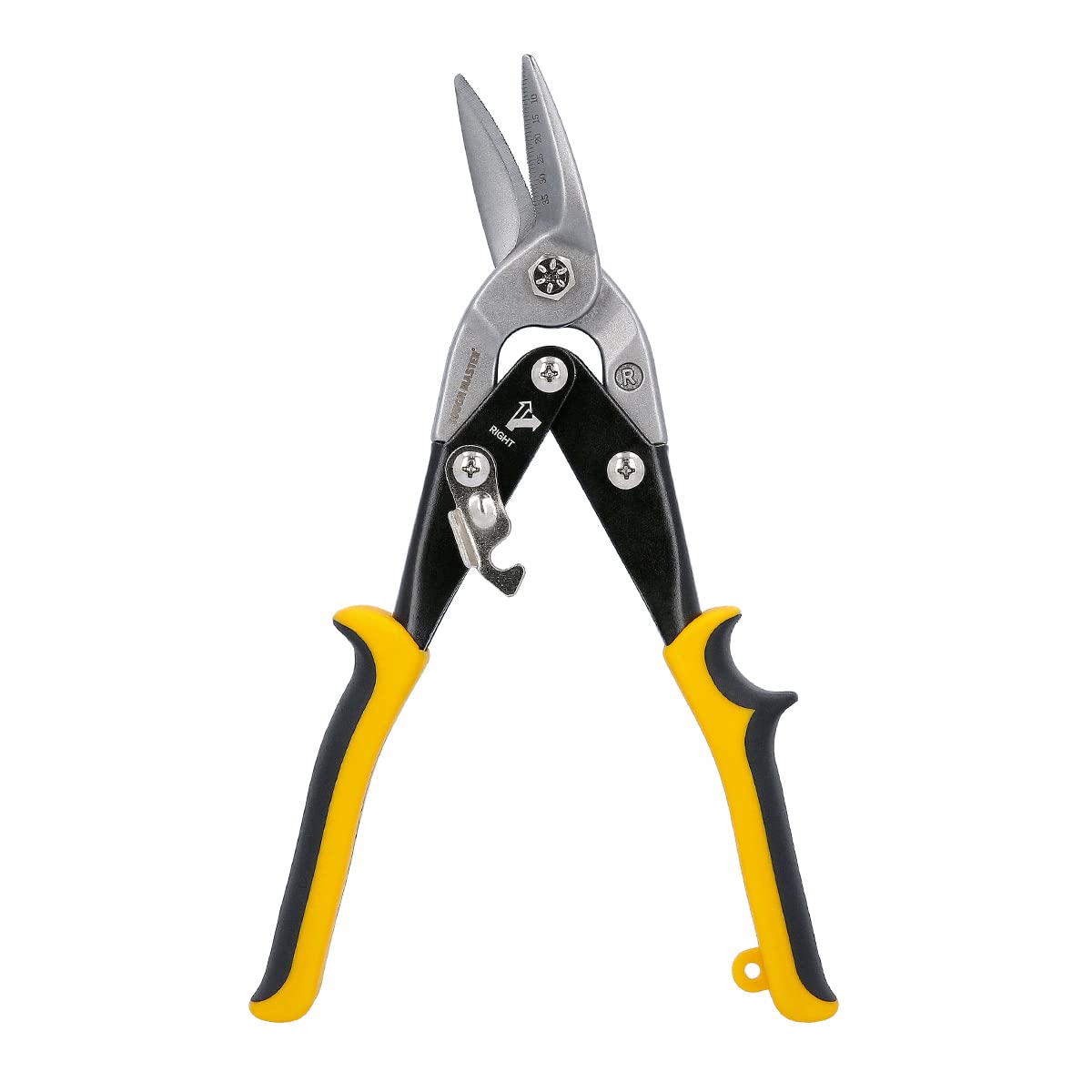 TOUGH MASTER Aviation Snips 10" 250mm Cr-V Steel Cutting Shears Perfect for Cutting Aluminum and Metal Sheets Heavy Duty Aviation Tin Snips with Non-Slip Wear-Resistant TPR Handle (Right Cut)