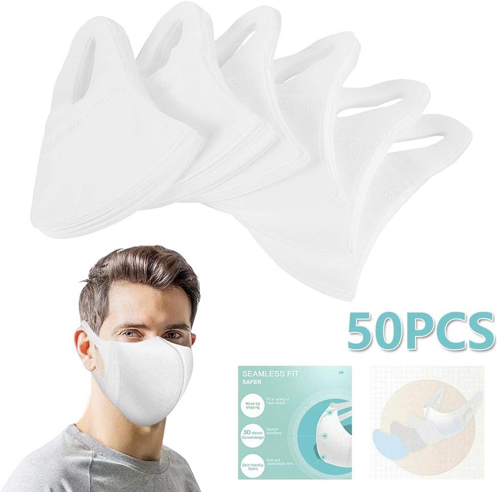 50 PCS Disposable Face Mask Non-Woven Mask 3 PLY Earloop Dust Protective Face Mask Anti PM2.5 Pollution Mouse Mask for Men Women Kids Teens