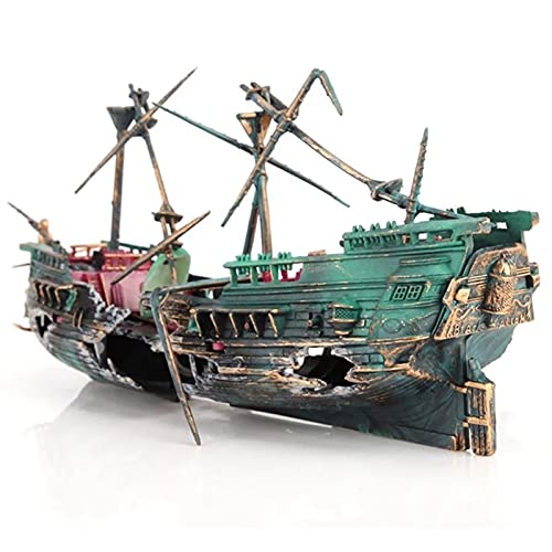 Lrtzizy Aquarium Shipwreck Decor Boat Plastic Set Resin Ship Fish Tank Ornaments for Aquarium Decor Accessories
