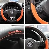Circle Cool 58013 Black + Orange Leather Steering Wheel Cover