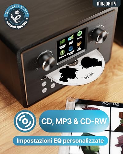 MAJORITY Homerton HiFi Home Stereo System | 90 Presets Radio DAB/DAB+, FM, Internet Radio, Home CD Player, Bluetooth 5.3, Dual Band WiFi, Spotify Connect, Podcast, USB Playback