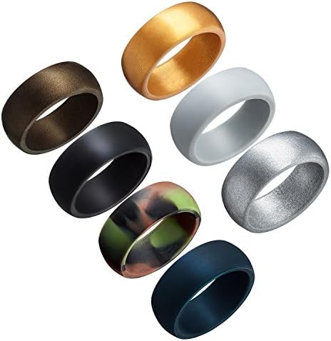 Silicone Wedding Rings for Men, Affordable Wedding Bands for Active Lifestyle, Sports, Fitness, Workout, Yoga - Comfortable and Save Men's Rubber Bands, 7 pack - 7 colors