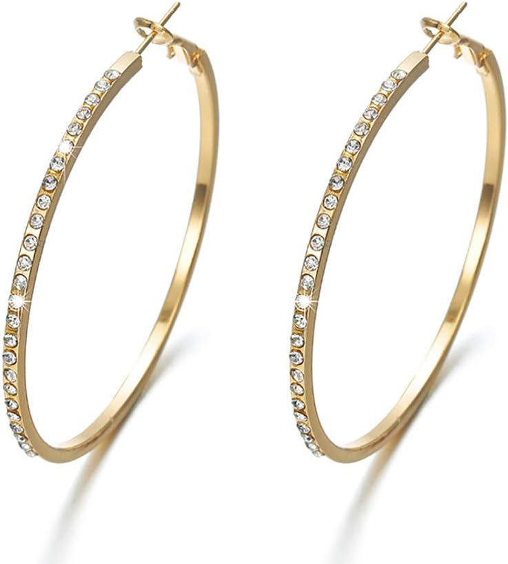 Jewels Galaxy Fascinating American Diamond Circular Sparkling Hoop Earrings For Women/Girls