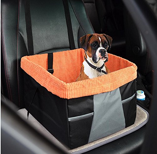 Dog Booster Seat Bucket Booster Seat Carrier Pet Lookout Booster Seat with Seat Belt Tether Nonslip Backing Design for All Car