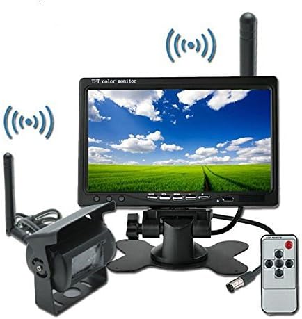 Wireless Waterproof Night Vision CCD Reversing Rear View Camera for Bus Passenger Truck Lorry Heavy Duty Caravan Car Vehicle 7" LCD Monitor Screen 12-24V
