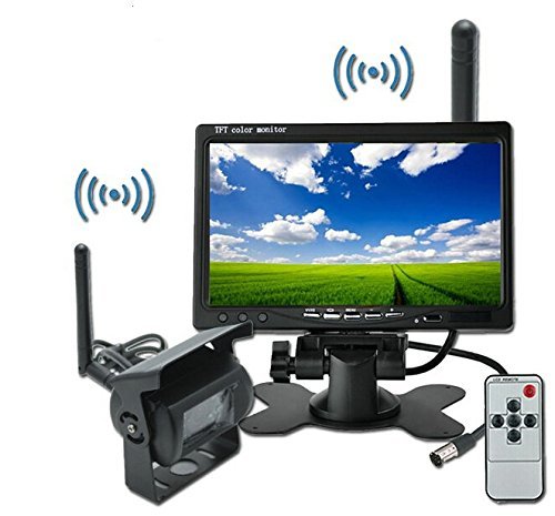 Wireless Waterproof Night Vision CCD Reversing Rear View Camera for Bus Passenger Truck Lorry Heavy Duty Caravan Car Vehicle 7" LCD Monitor Screen 12-24V