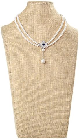 Romantic Time Little Flower Accessory Pearl Pendant 2 Row Strand Necklaces Beads Jewelry