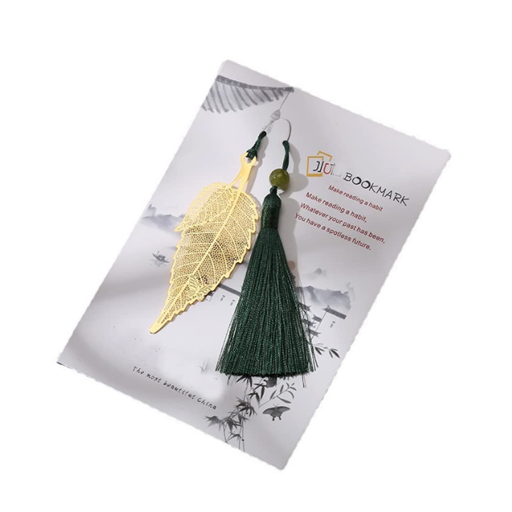 ARFUKA Elegant Leaf Bookmarks with Tassel - Metal Page Clips for Reading, Beautiful Book Accessories Gifts for Book Lovers, Readers