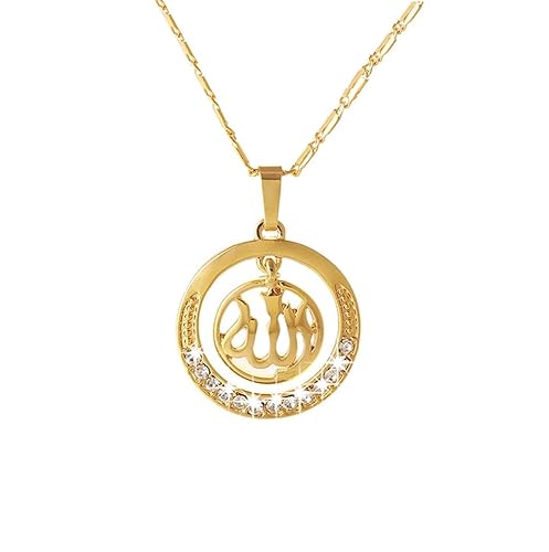 ?? SAFIYA - Halskette für Muslimische Frauen Kette Anhänger Schmuck Allah arabischen Nahen Osten Islam ? Vergoldet I 45cm