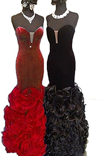 AngelCity Brides 2017 Womens Prom Dresses Mermaid Long Celebrity Gowns Ruffled (16, Red)