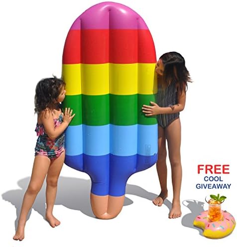 Tomi Pool Float - Inflatable Floating Raft - Perfect for Swimming Pools, River Raft and Beach Longer - Popsicle Shape - Water Toy - Huge Mattress: 70 inches long X 26 inches wide -Cup Holder included