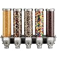 Rosseto EZ527 5-Container Ice Cream Topping Candy Wall Mount Dispenser, 1.3-Gallon, Silver