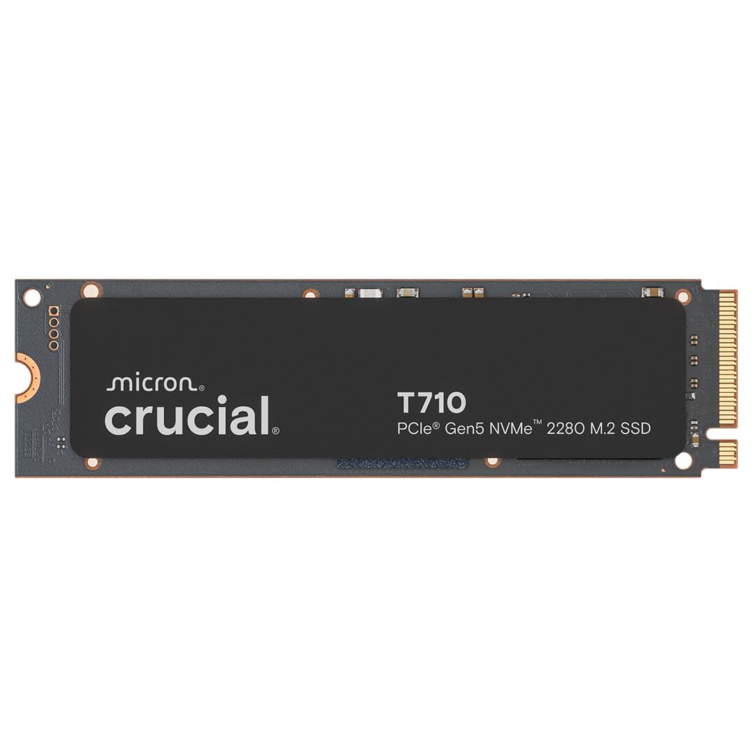 Crucial T710 2TB Gen5 NVMe SSD, Up to 14,500 MB/s, PCIe 5.0 M.2 2280, Internal Solid State Drive, Compatible with Laptop, Desktop, +Acronis Software - CT2000T710SSD8-01 Image
