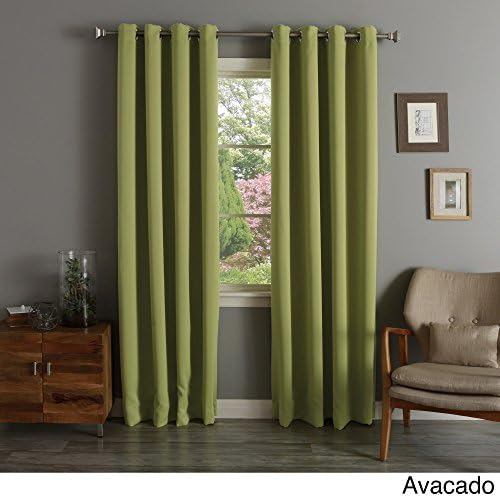 Aurora Home Silvertone Grommet Top Thermal Insulated Blackout Curtain Panel Pair Green 52 x 108 108 Inches