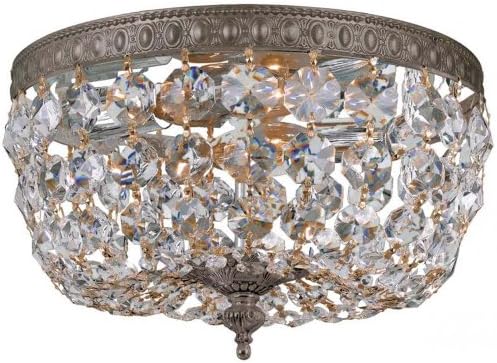 2 Light Hand Cut Crystal English Bronze Flush Mount